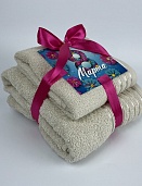 Набор махровых полотенец 8 МАРТА Он и Она 50*80 + 70*130 кремовый