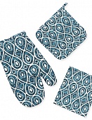 Орнамент Белый набор для кухни 3 предмета (рукавичка-прихватка, прихватка, декор.полотенце)