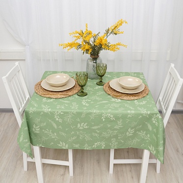 Скатерть рогожка 120х145  (Ботаника (грин) ОП)