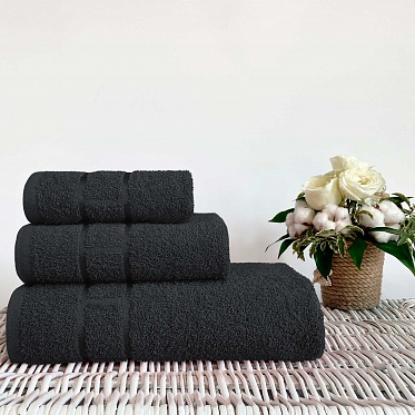 Полотенце махровое Юнона Он и Она 50*90 черный