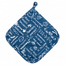 "Прихватка рогожка 20х20 ""Правила кухни"" Индиго"