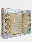 Гармония вашей ванной набор махровых полотенец Он и Она 50*70 + 50*90 + 70*130 кремовый КОРОБКА