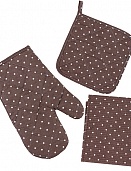 Горошек Мокко набор для кухни 3 предмета (рукавичка-прихватка, прихватка, декор.полотенце)