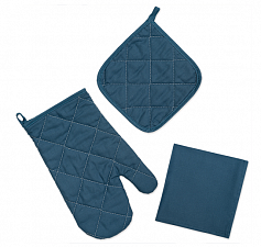 Набор для кухни 3 предмета "Цвет Эмоций",Саржа (рукавичка-прихватка,полотенце) (Голубая сталь)