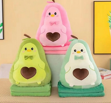 Плед-сумка детский махровый Игрушка Пингвин-Авокадо