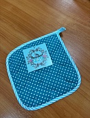 Прихватка бязь 18х18 Весеннее ретро (бирюзовый)