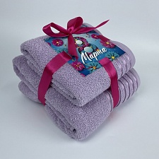 Набор махровых полотенец 8 МАРТА Он и Она 50*80 + 70*130 лавандовый 