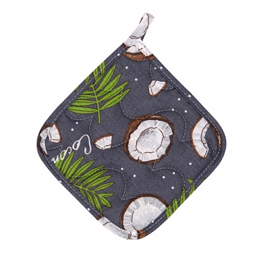 "Прихватка рогожка 18х18 ""Радушная хозяйка"" Кокосы серый"