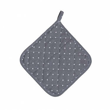 "Прихватка рогожка 20х20 ""Радушная хозяйка""Горошек серый"