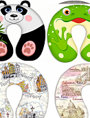 Подушка-подголовник 33х35см с печатью (холлофайбер) в ассортименте