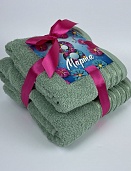 Набор махровых полотенец 8 МАРТА Он и Она 50*80 + 70*130 фисташковый