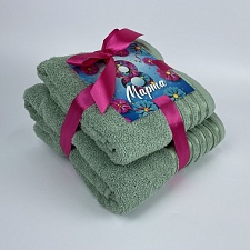 Набор махровых полотенец 8 МАРТА Он и Она 50*80 + 70*130 фисташковый