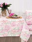 "Скатерть рогожка 145х145 ""Радушная хозяйка"" Пионы"