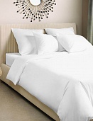 Белый постельное бельё из сатина Моноспейс Ecotex 2 спальное с европростыней