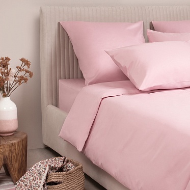 Простыня из сатина Моноспейс Ecotex 1,5 спальная светло-розовая