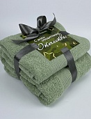 Набор махровых полотенец 23 ФЕВРАЛЯ Он и Она 50*80 + 70*130 фисташковый