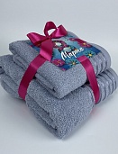 Набор махровых полотенец 8 МАРТА Он и Она 50*80 + 70*130 гиацинтовый