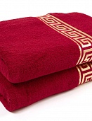 Полотенце-простыня пляжное махровое Греческий бордюр жаккард Gala 220*200 бордо