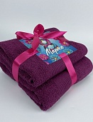Набор махровых полотенец 8 МАРТА Он и Она 50*80 + 70*130 вишневый