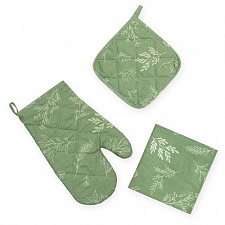 Ботаника грин набор для кухни 3 предмета (рукавичка-прихватка, прихватка, декор.полотенце)