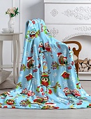 "Плед ""Амели""200х220, облегченный (Совушки голуб.)"