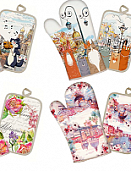 Прихватка полулен 14х22, в ассортименте 