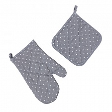 Горошек серый набор для кухни 2 предмета (рукавичка-прихватка, прихватка)