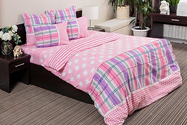 Звёзды Розовые постельное бельё из бязи Ночь Нежна евро