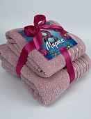 Набор махровых полотенец 8 МАРТА Он и Она 50*80 + 70*130 дымчатая роза