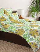 Царственный Образ жёлто-зелёный постельное бельё из поплина Ночь Нежна семейное (брак упаковки)