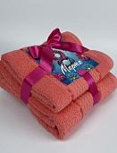 Набор махровых полотенец 8 МАРТА Он и Она 50*80 + 70*130 грейпфрут