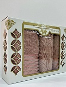 Гармония вашей ванной набор махровых полотенец Он и Она 50*70 + 50*90 + 70*130 пудровый КОРОБКА