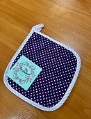 Прихватка бязь 18х18 Весеннее ретро (фиолетовый)