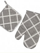 Набор для кухни 2 предмета "Радушная хозяйка (Традиция)" (рукавичка-прихватка) (Клетка "Грей")