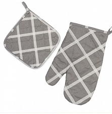 Набор для кухни 2 предмета "Радушная хозяйка (Традиция)" (рукавичка-прихватка) (Клетка "Грей")