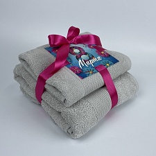 Набор махровых полотенец 8 МАРТА Он и Она 50*80 + 70*130 зеленый чай