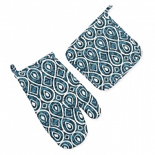 Орнамент белый Набор для кухни 2 предмета (рукавичка-прихватка, прихватка)