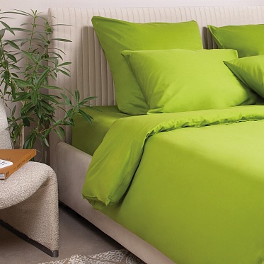 Простыня из сатина Моноспейс Ecotex 1,5 спальная салатовая