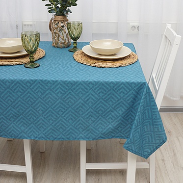 "Скатерть рогожка 145х145 ""Радушная хозяйка"" Ромбы синий"