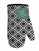 Прихватка-рукавица 18х28 Fine Line рис 62077-4 Ромбы черно-белые