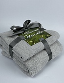 Набор махровых полотенец 23 ФЕВРАЛЯ Он и Она 50*80 + 70*130 серый 