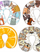 Подушка-подголовник 33х35см с печатью (вспененный полистирол) в ассортименте