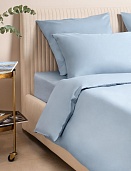 Простыня из сатина Моноспейс Ecotex евро серо-голубая