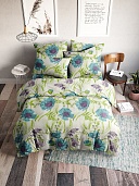Маки голубой постельное бельё из бязи Веселина Ночь Нежна семейное