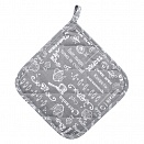 "Прихватка рогожка 20х20 ""Правила кухни"" Серый"