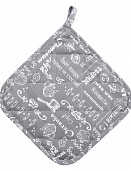 "Прихватка рогожка 20х20 ""Правила кухни"" Серый"