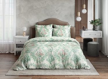 Нежная Роза зеленая постельное бельё из бязи Ночь Нежна семейное