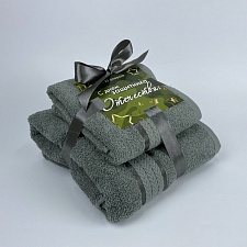 Набор махровых полотенец 23 ФЕВРАЛЯ Он и Она 50*80 + 70*130 нефритовый