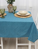 "Скатерть рогожка 145х145 ""Радушная хозяйка"" Ромбы синий"