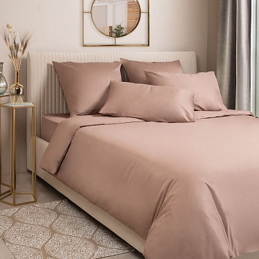 Простыня из сатина Моноспейс Ecotex 1,5 спальная бежевая